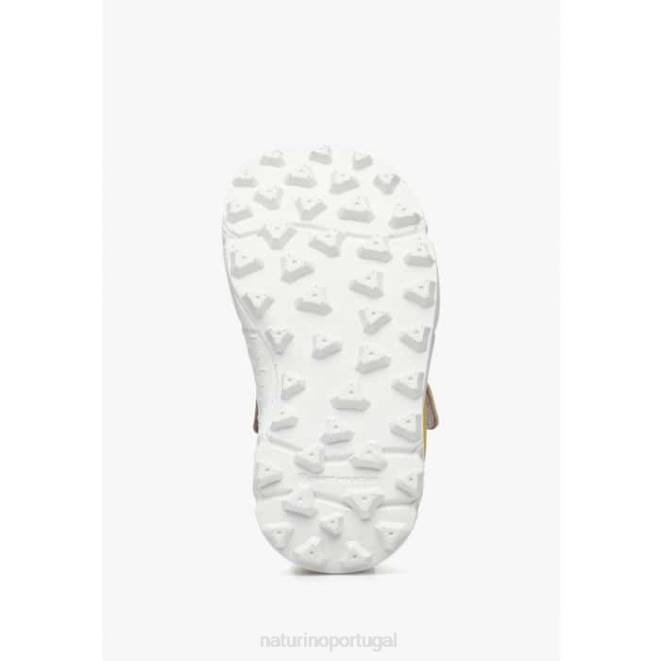 crianças Naturino branco-amarelo-rosa gaho júnior sandálias ativas de couro sintético HTF829