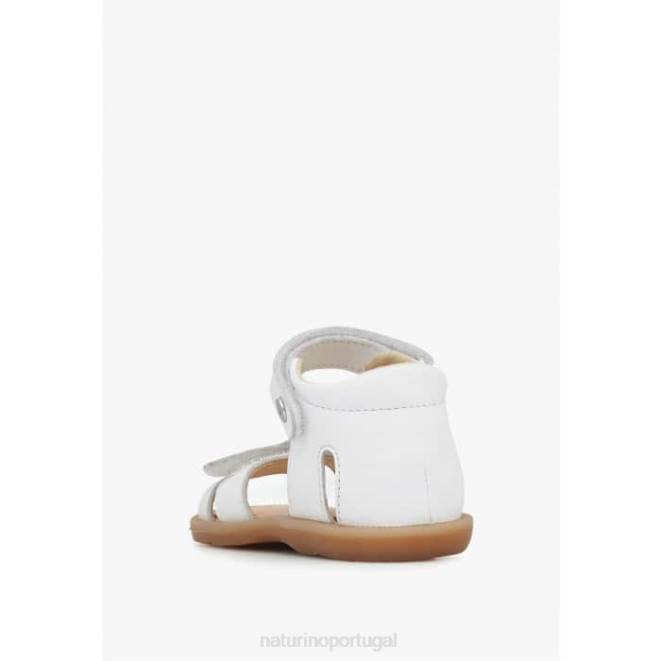 crianças Naturino branco cristal sandálias de couro napa HTF8254