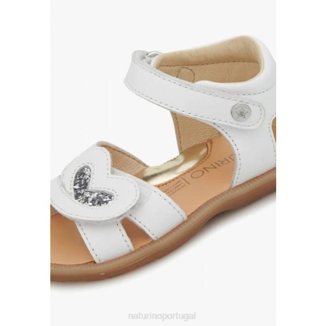 crianças Naturino branco cristal sandálias de couro napa HTF8254