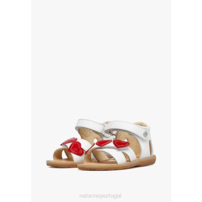 crianças Naturino branco-vermelho beeme sandálias de couro HTF8240