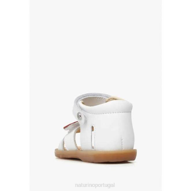 crianças Naturino branco-vermelho beeme sandálias de couro HTF8240