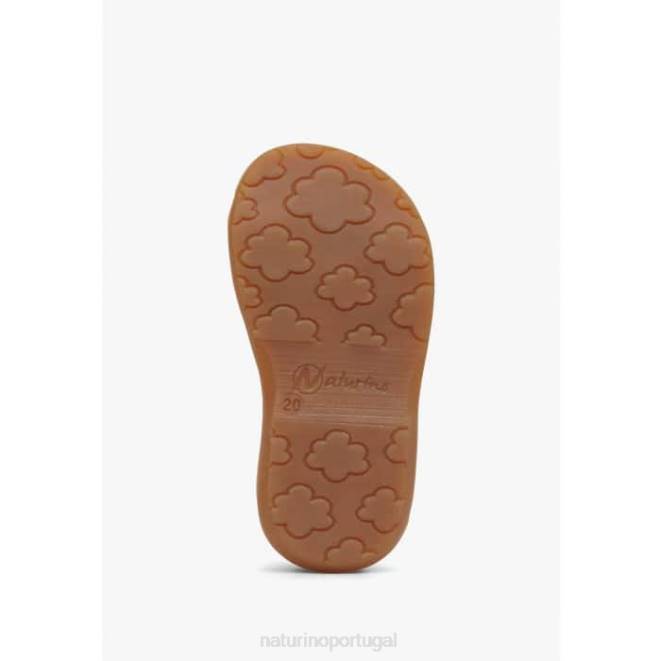 crianças Naturino branco zoeyy sandália de couro com flores aplicadas HTF8239