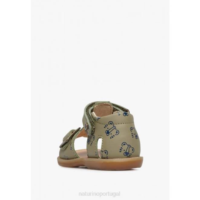 crianças Naturino cinza quartzo sandália de couro com estampa de tigre HTF8309