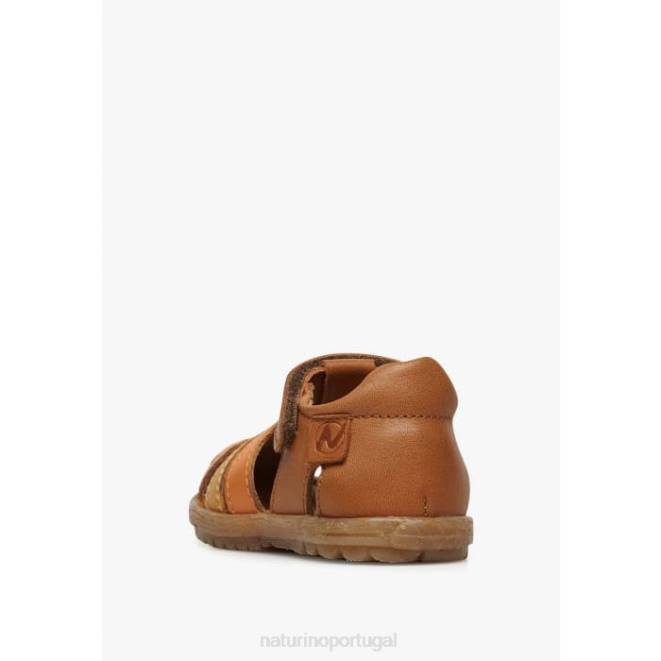 crianças Naturino conhaque-abóbora ver sandálias de couro semi-fechadas HTF8316
