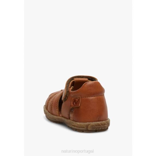 crianças Naturino conhaque ver sandálias de couro semi-fechadas HTF8338