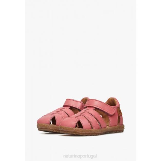 crianças Naturino coral ver sandálias de couro semi-fechadas HTF8315