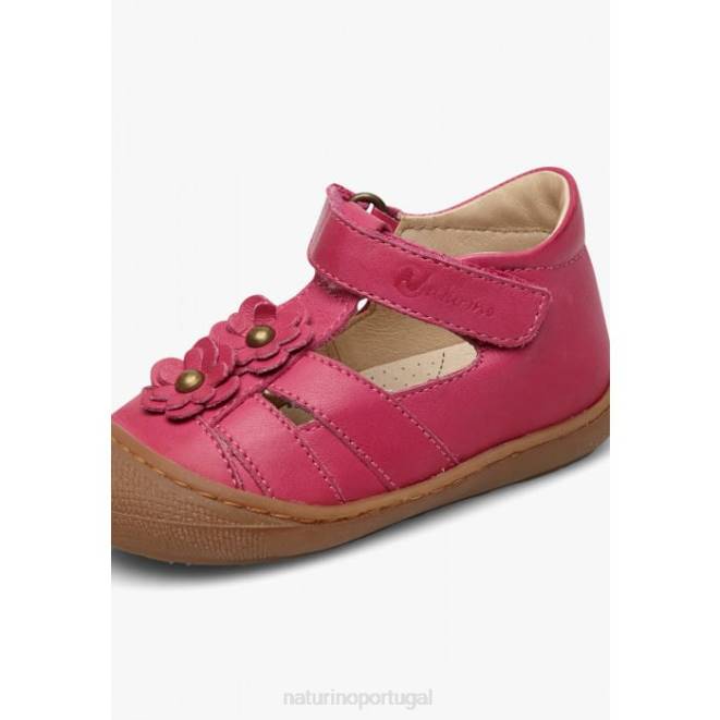 crianças Naturino fúcsia Magali sandália semi-fechada com flores aplicadas HTF8595