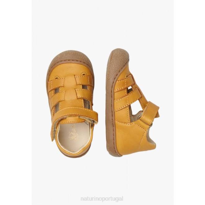 crianças Naturino laranja dormir sandália semi-aberta de couro HTF8346