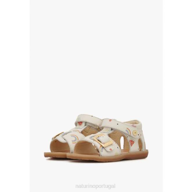 crianças Naturino leite quartzo sandália de couro com estampa HTF8296