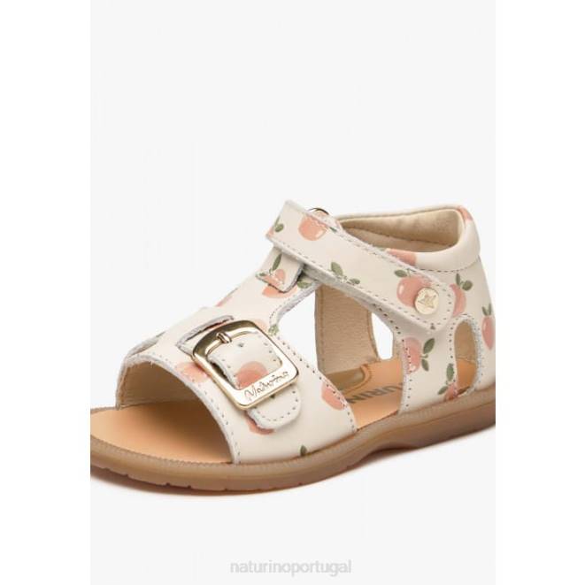 crianças Naturino leite quartzo sandália de couro com estampa de damasco HTF8307