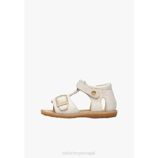 crianças Naturino leite quartzo sandália de couro com estampa de flores HTF8549