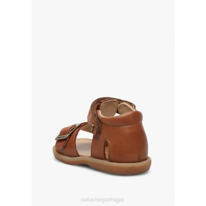 crianças Naturino marrom quartzo sandália de couro com velcro HTF8283