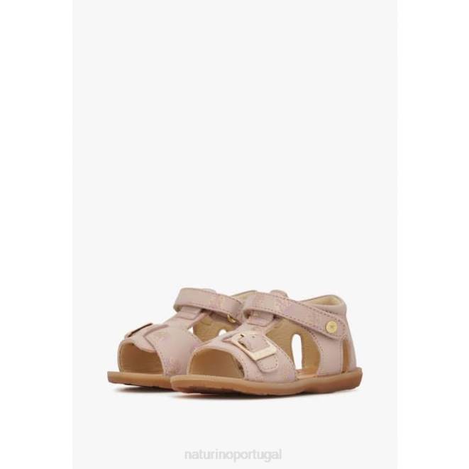 crianças Naturino pó rosa quartzo sandália de couro com estampa de glitter HTF8230