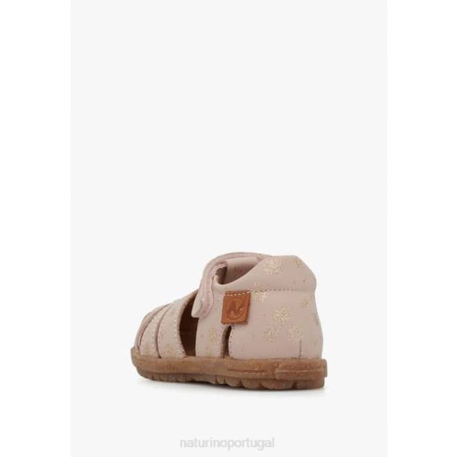 crianças Naturino pó rosa ver sandália de couro com estampa de glitter HTF8298