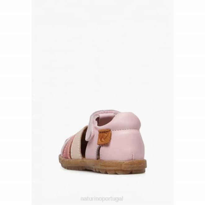 crianças Naturino pó rosa ver sandálias de couro semi-fechadas HTF8232