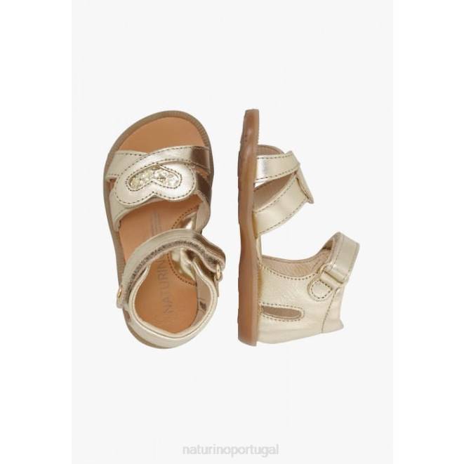 crianças Naturino platina cristal sandálias de couro metálico HTF8297