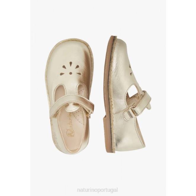 crianças Naturino platina paris vl sandálias de couro semi-fechadas HTF8546