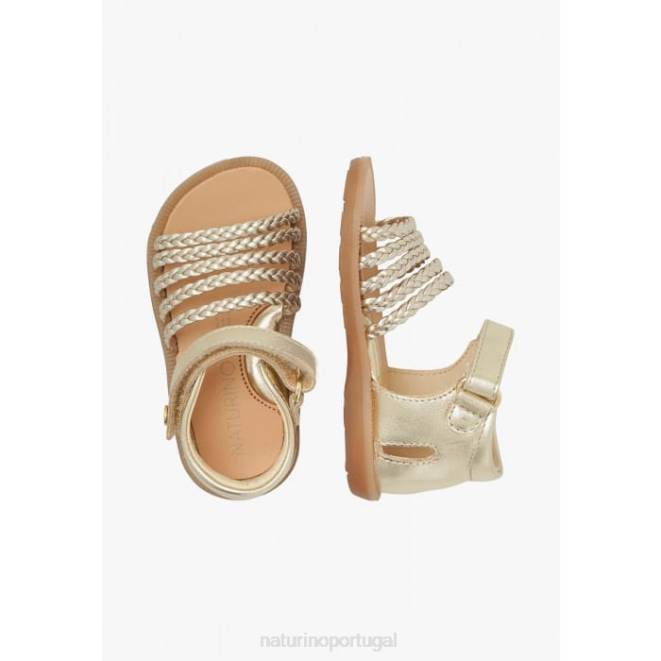 crianças Naturino platina rubino sandálias de couro metálico HTF8317