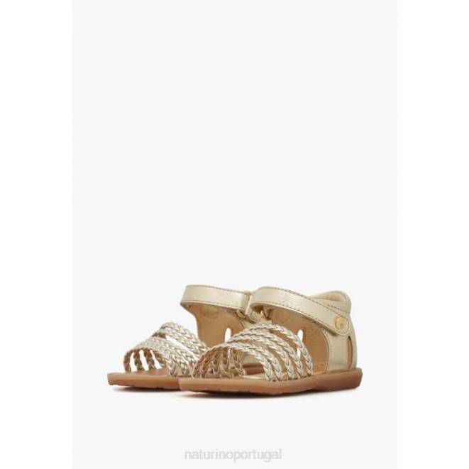 crianças Naturino platina rubino sandálias de couro metálico HTF8317
