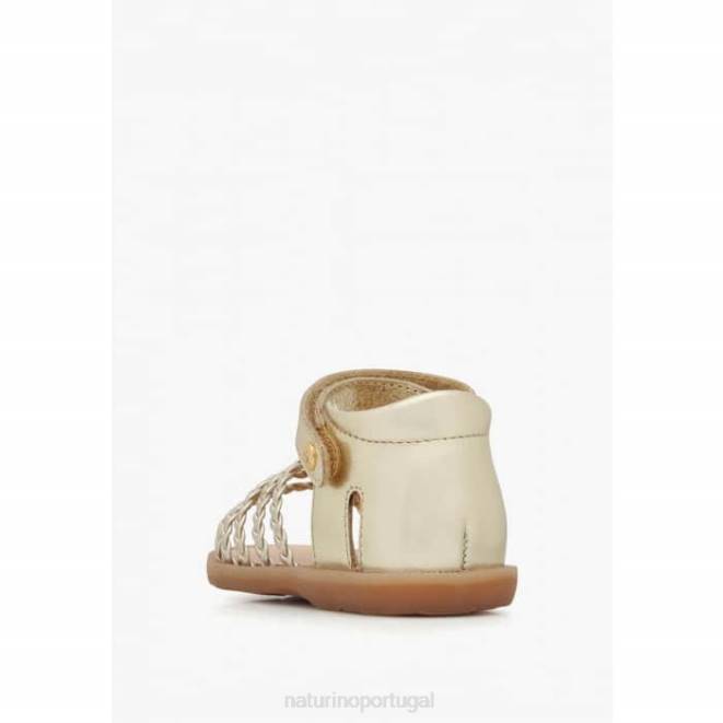 crianças Naturino platina rubino sandálias de couro metálico HTF8317