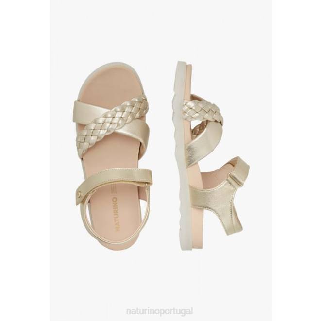 crianças Naturino platina ruivo sandália com tiras trançadas HTF8551