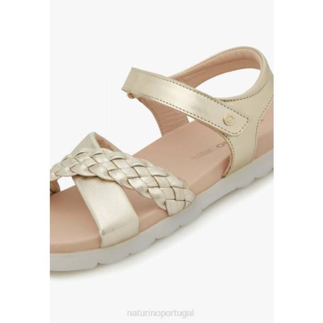 crianças Naturino platina ruivo sandália com tiras trançadas HTF8551