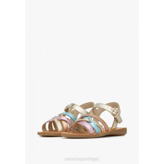 crianças Naturino platina valla sandálias de couro metálico HTF8554