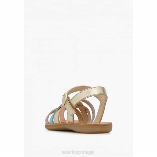 crianças Naturino platina valla sandálias de couro metálico HTF8554