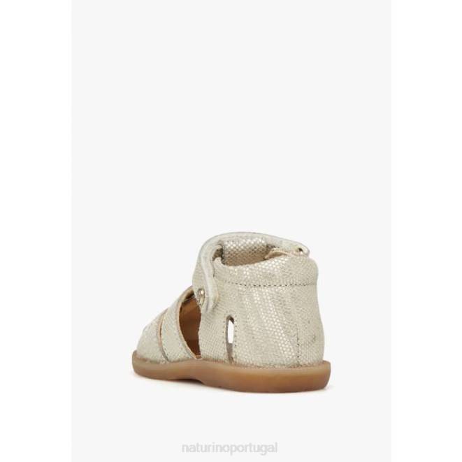 crianças Naturino platina zaffiro sandália semi-aberta em camurça laminada HTF8331