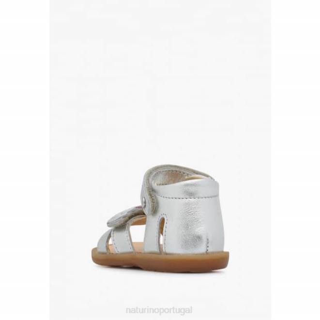 crianças Naturino prata beeme sandálias de couro metálico HTF8301