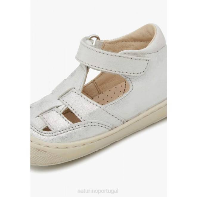 crianças Naturino prata chumaço sandálias de primeiro passo de camurça HTF8575