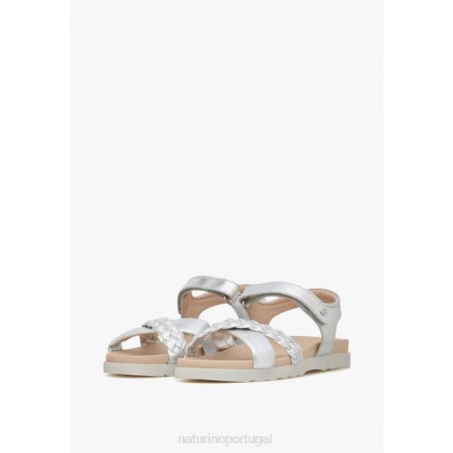crianças Naturino prata ruivo sandálias de couro metálico HTF8550