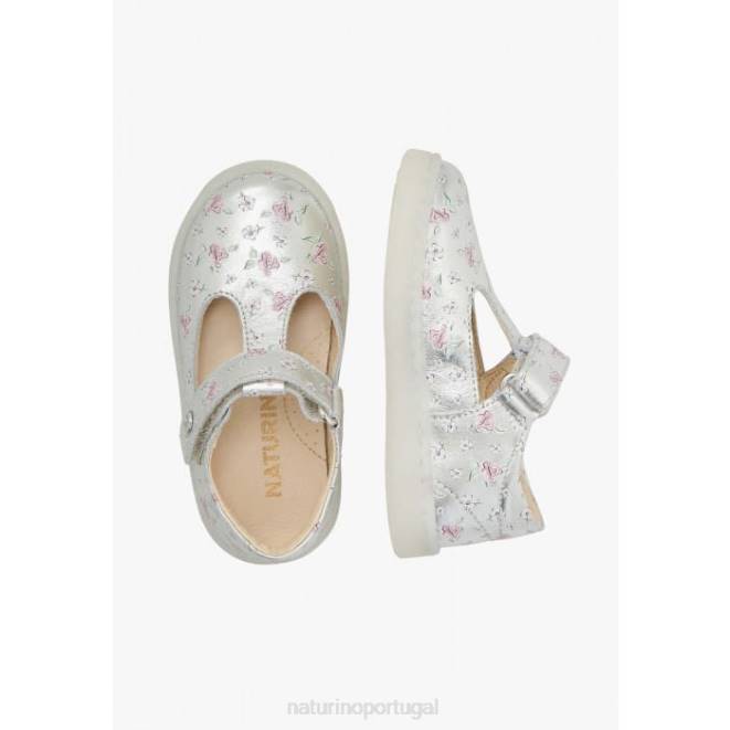 crianças Naturino prata samoma vl sandálias de couro semi-fechadas HTF8548