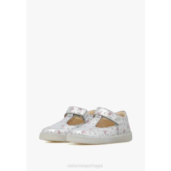 crianças Naturino prata samoma vl sandálias de couro semi-fechadas HTF8548