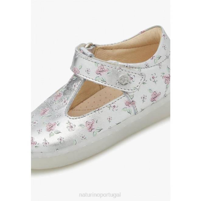 crianças Naturino prata samoma vl sandálias de couro semi-fechadas HTF8548