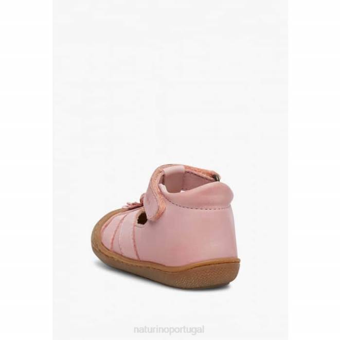 crianças Naturino rosa Magali sandália semi-fechada com flores aplicadas HTF8596