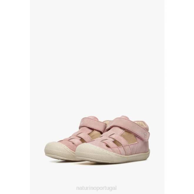 crianças Naturino rosa dormir sandália semi-aberta de camurça HTF8344