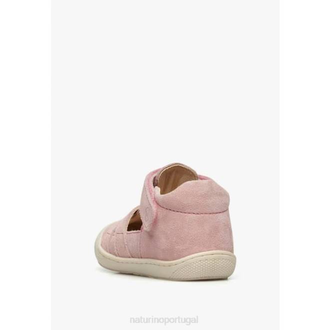 crianças Naturino rosa dormir sandália semi-aberta de camurça HTF8344