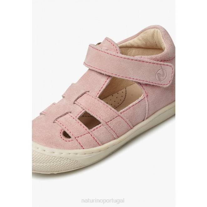 crianças Naturino rosa dormir sandália semi-aberta de camurça HTF8344