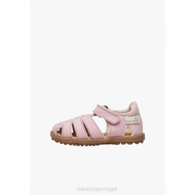 crianças Naturino rosa ver orgânico sandália semi-aberta em tecido orgânico HTF822