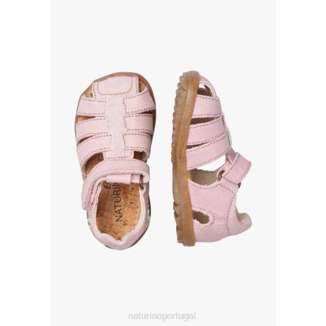 crianças Naturino rosa ver orgânico sandália semi-aberta em tecido orgânico HTF822