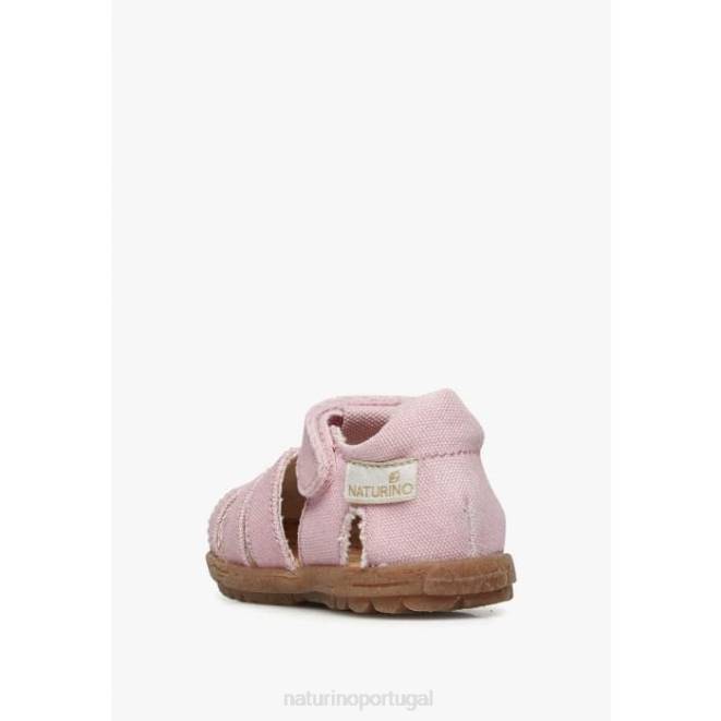 crianças Naturino rosa ver orgânico sandália semi-aberta em tecido orgânico HTF822