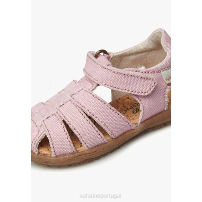 crianças Naturino rosa ver orgânico sandália semi-aberta em tecido orgânico HTF822
