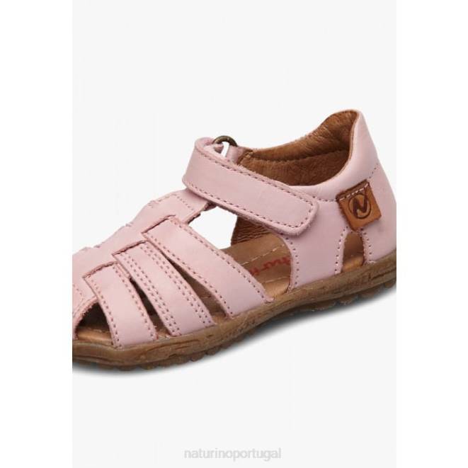 crianças Naturino rosa ver sandálias de couro semi-fechadas HTF8261