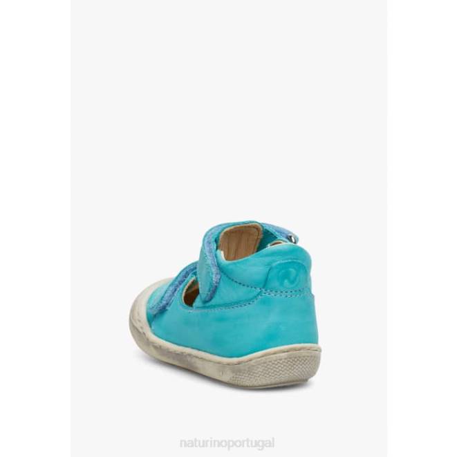 crianças Naturino turquesa inchado sandálias de couro napa HTF8586