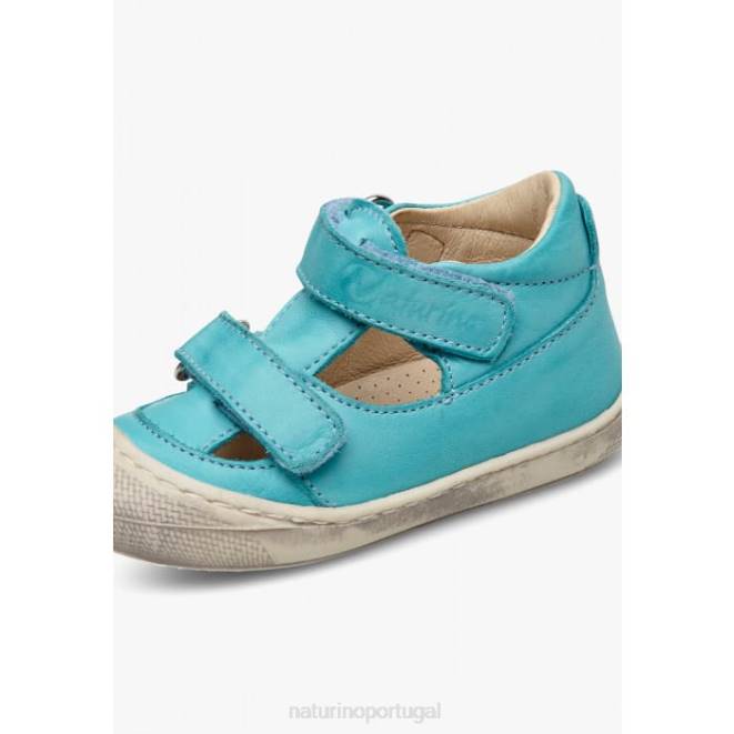 crianças Naturino turquesa inchado sandálias de couro napa HTF8586