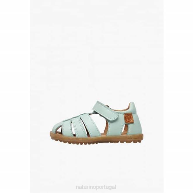 crianças Naturino verde água ver sandálias de couro semi-fechadas HTF8251