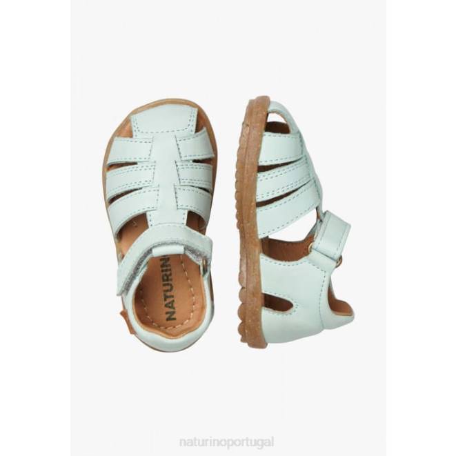 crianças Naturino verde água ver sandálias de couro semi-fechadas HTF8251