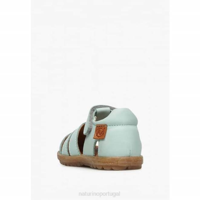 crianças Naturino verde água ver sandálias de couro semi-fechadas HTF8251