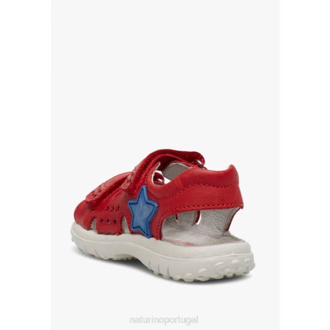 crianças Naturino vermelho doca sandália de couro com velcro HTF8543